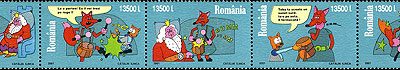 Comics, streif of 5 stamps