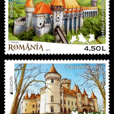 Set of 2 values Europa 2017, CASTLES