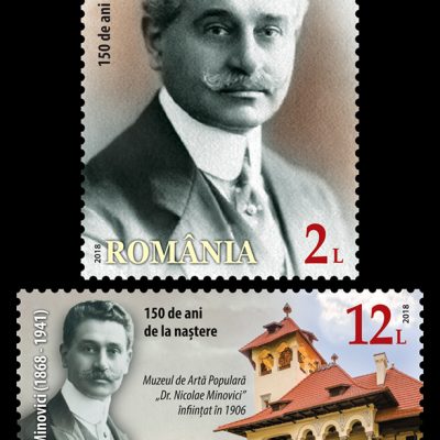 Set of 2 values NICOLAE MINOVICI, 150 YEARS SINCE HIS BIRTH