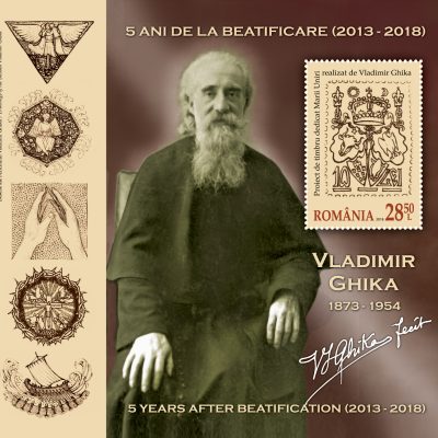 Perforated Souvenir Sheet VLADIMIR GHIKA, 5 YEARS AFTER BEATIFICATION