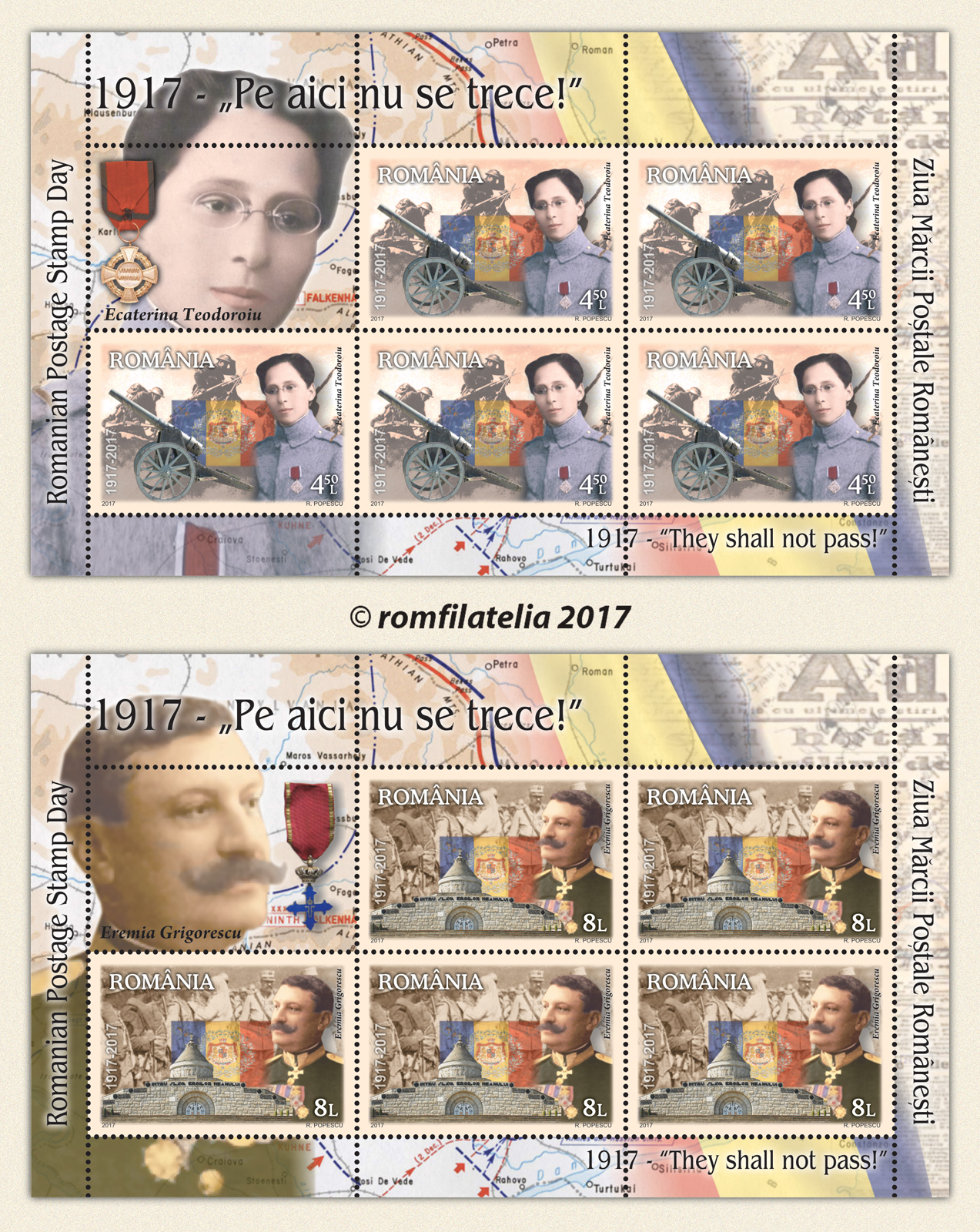 ROMANIAN POSTAGE STAMP DAY 1917 - “THEY SHALL NOT PASS!” 1 ROMANIAN POSTAGE STAMP DAY 1917 - “THEY SHALL NOT PASS!”
